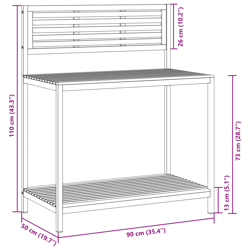Tuinwerktafel 90X50X110 Cm Massief Acaciahout En Staal Crème