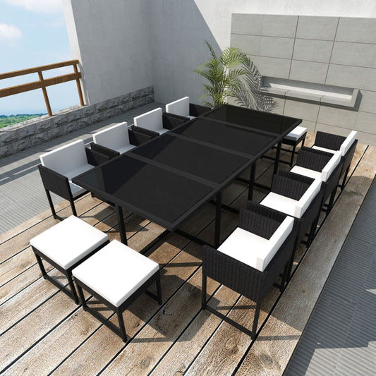 13-Delige Tuinset Met Kussens Poly Rattan