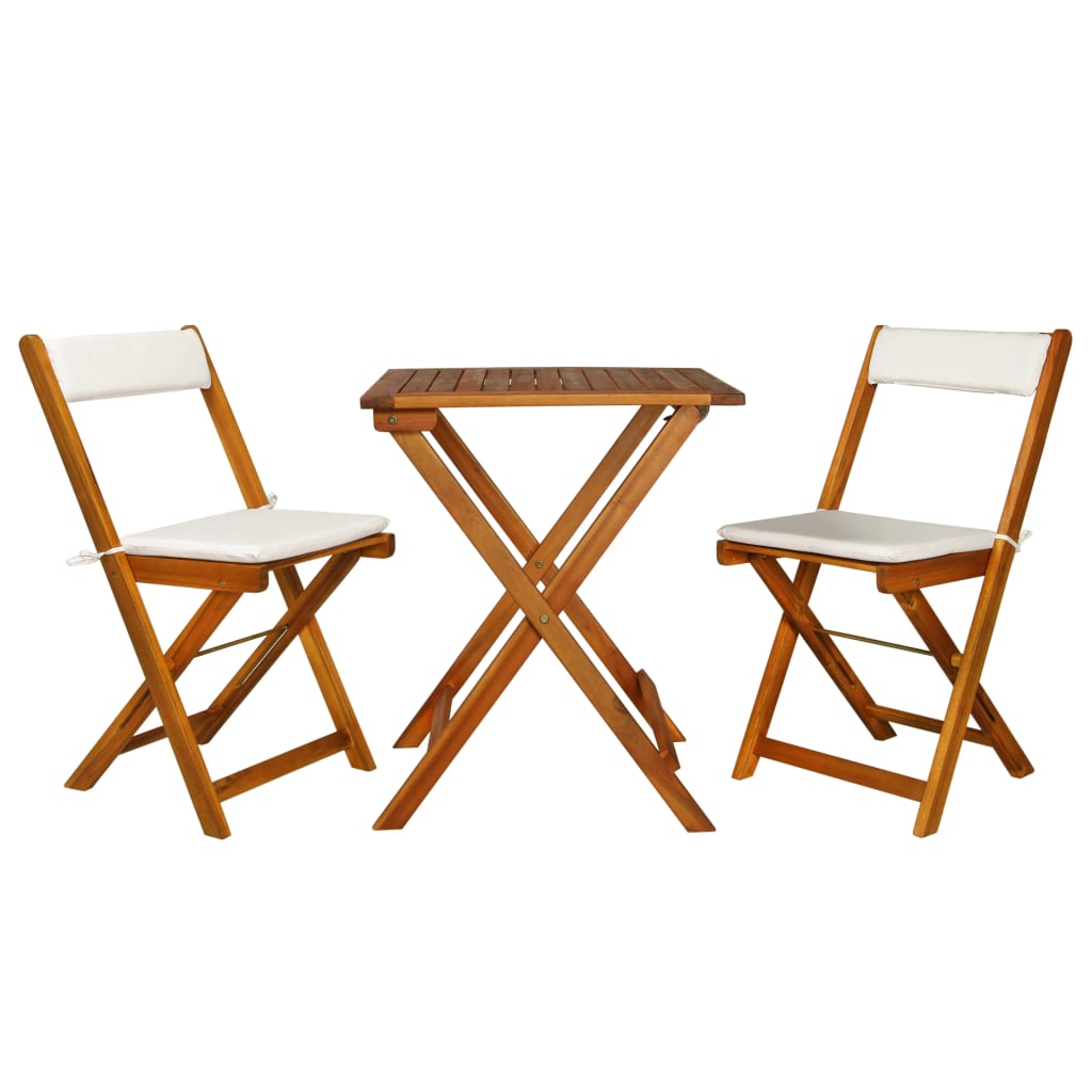 | Bistrosets | 2 Pcs Warme Houttint Massief Acaciahout & Polyester