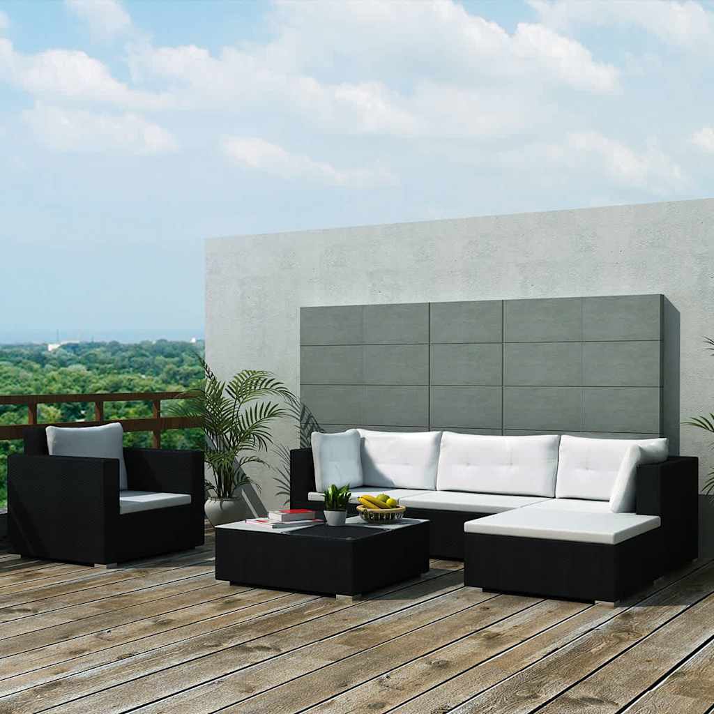 Loungeset Met Kussens Poly Rattan