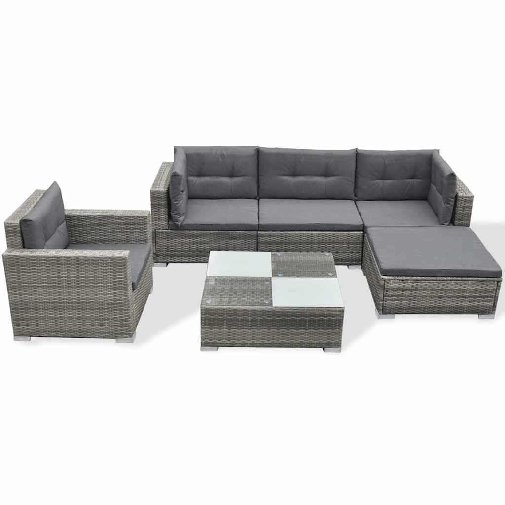 Loungeset Met Kussens Poly Rattan