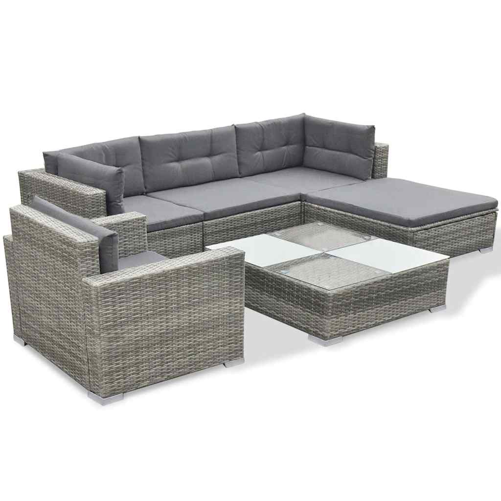 Loungeset Met Kussens Poly Rattan