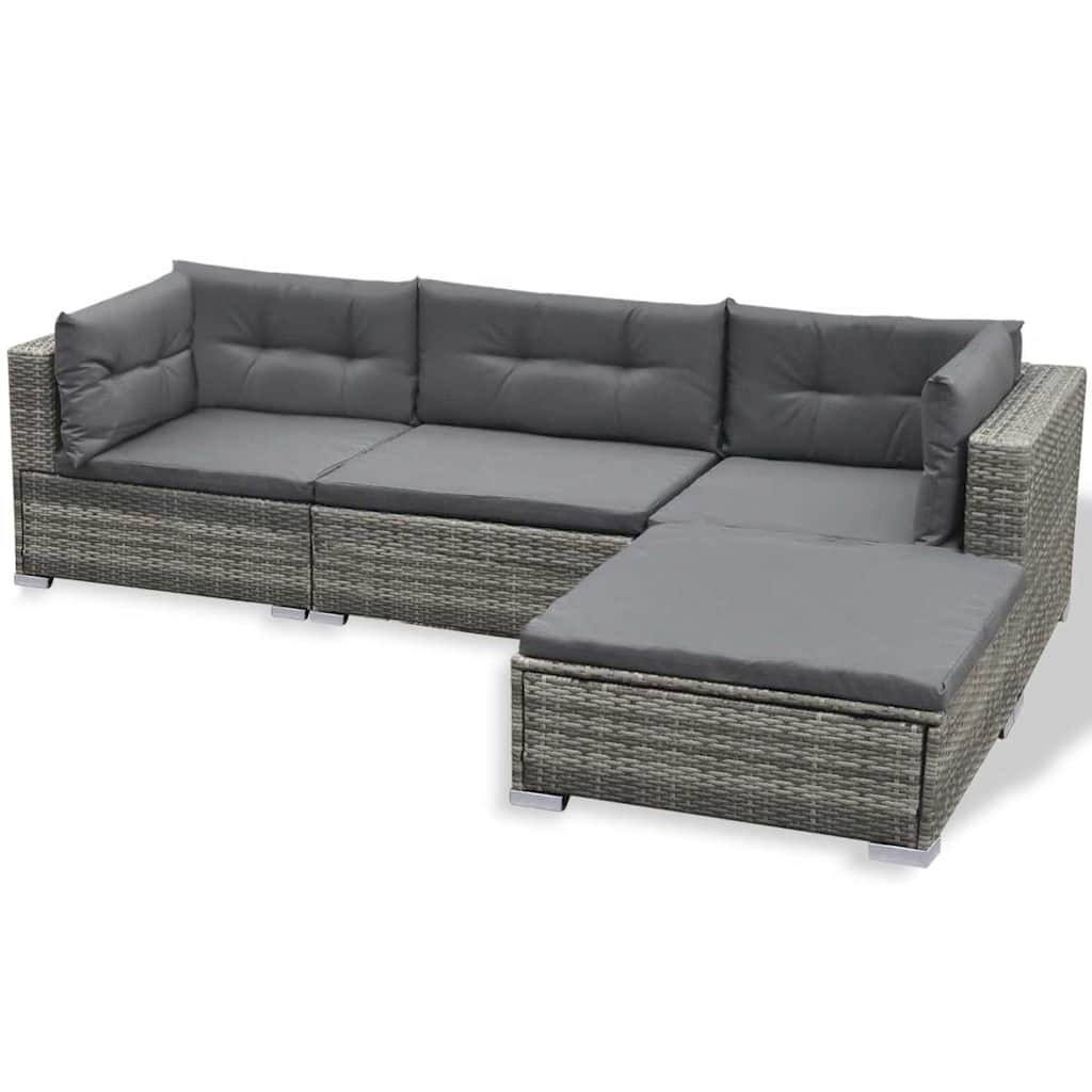 Loungeset Met Kussens Poly Rattan