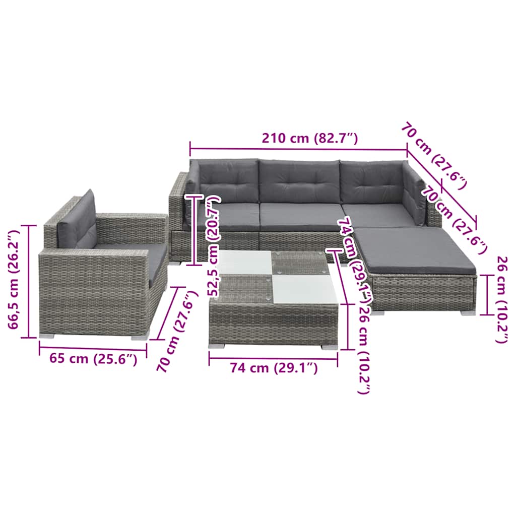 Loungeset Met Kussens Poly Rattan