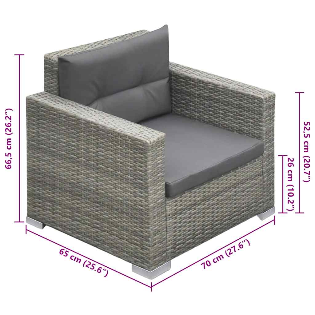 Loungeset Met Kussens Poly Rattan