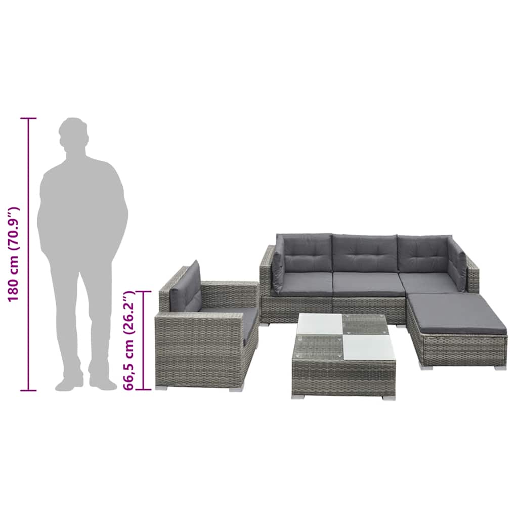 Loungeset Met Kussens Poly Rattan