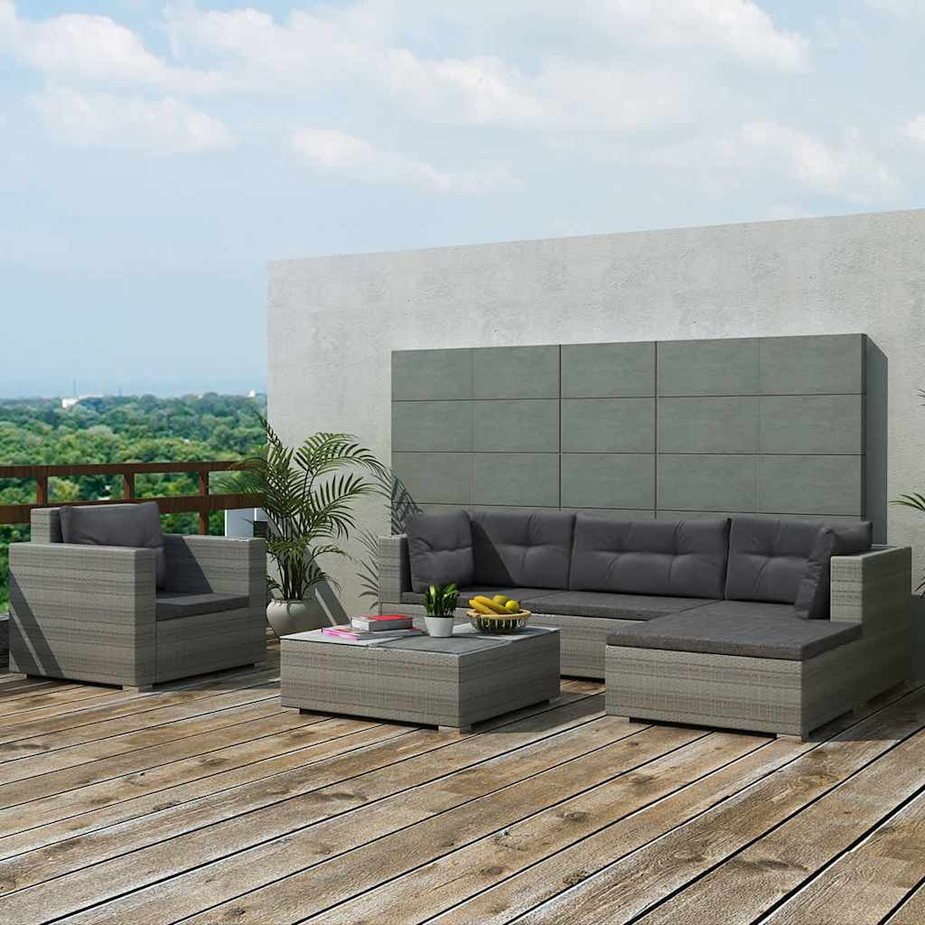 Loungeset Met Kussens Poly Rattan