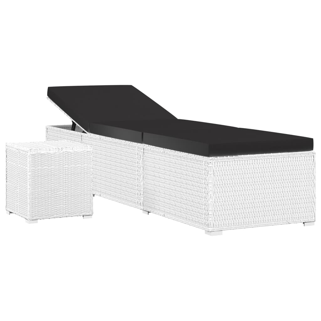 Ligbed Met Kussen En Theetafel Poly Rattan