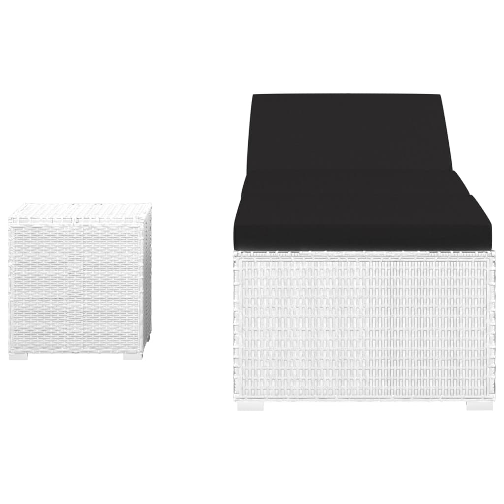 Ligbed Met Kussen En Theetafel Poly Rattan