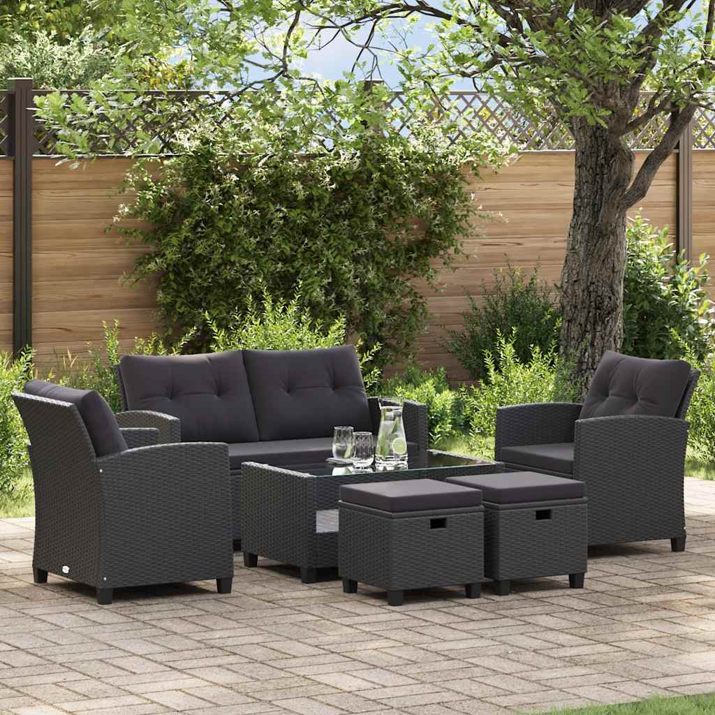 6-Delige Loungeset Met Kussens Poly Rattan