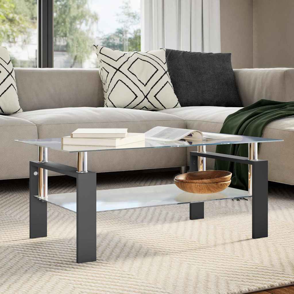 Salontafel 95X55X40 Cm Gehard Glas Transparant En