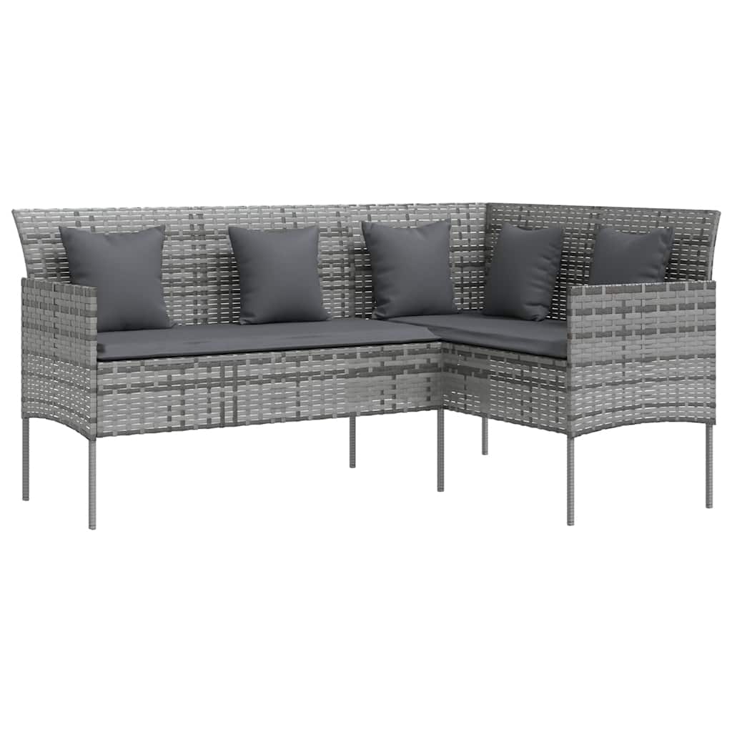 Loungeset Met Kussens L-Vormig Poly Rattan