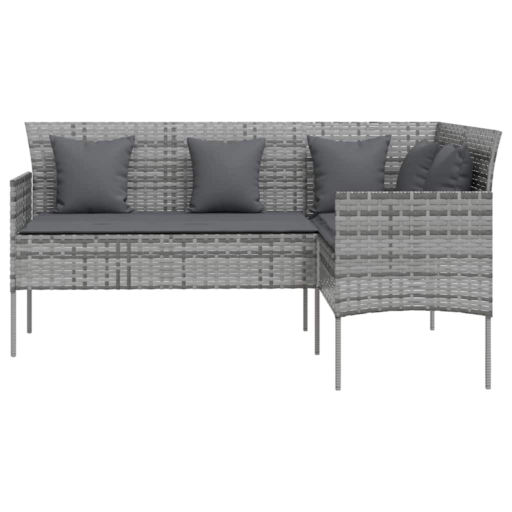 Loungeset Met Kussens L-Vormig Poly Rattan