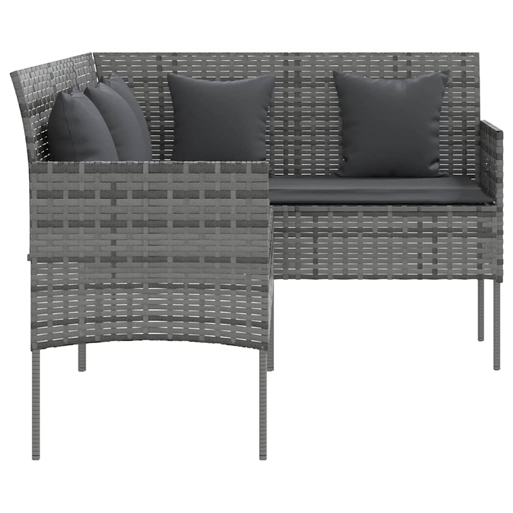 Loungeset Met Kussens L-Vormig Poly Rattan