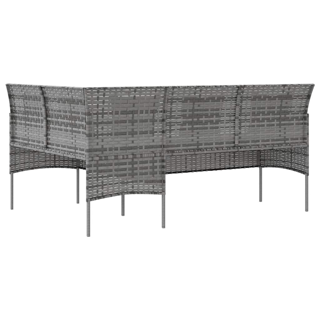 Loungeset Met Kussens L-Vormig Poly Rattan