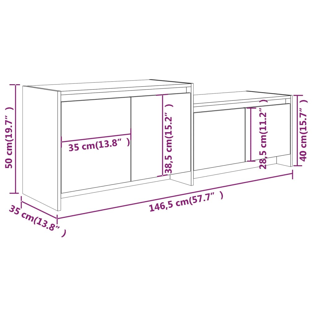Tv-Meubel 146,5X35X50 Cm Bewerkt Hout Kleurig