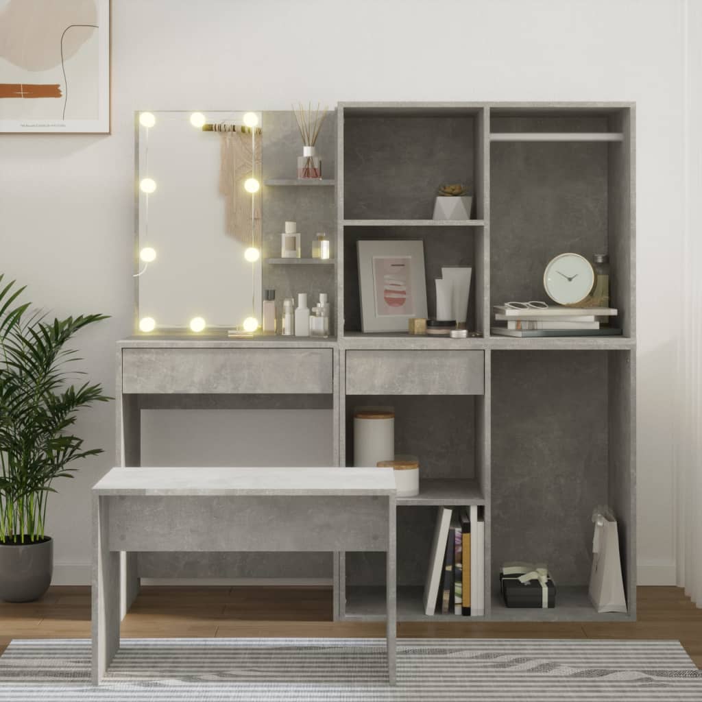 Kaptafelset Met Led-Verlichting Bewerkt Hout Artisanaal Eiken