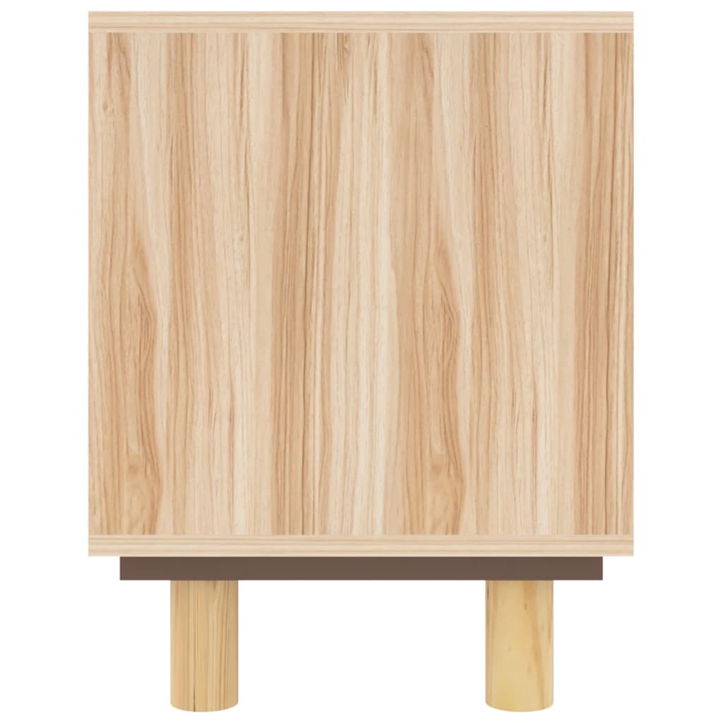 Tv-Meubel 105X30X40 Cm Massief Grenenhout En Rattan