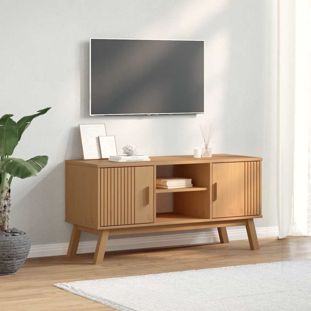 Tv-Meubel Olden 114X43X57 Cm Massief Grenenhout