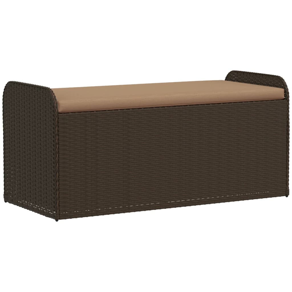Opbergbankje Met Kussen Poly Rattan Bruin