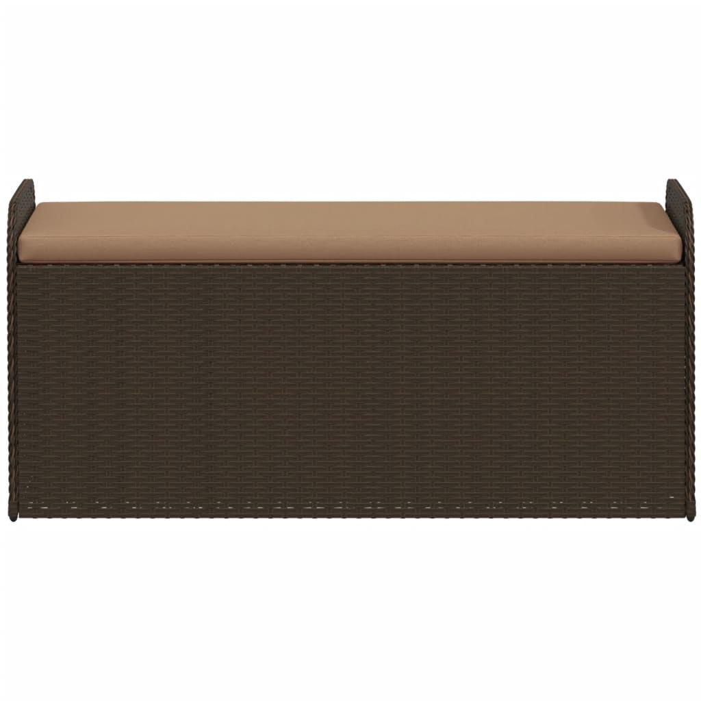 Opbergbankje Met Kussen Poly Rattan Bruin