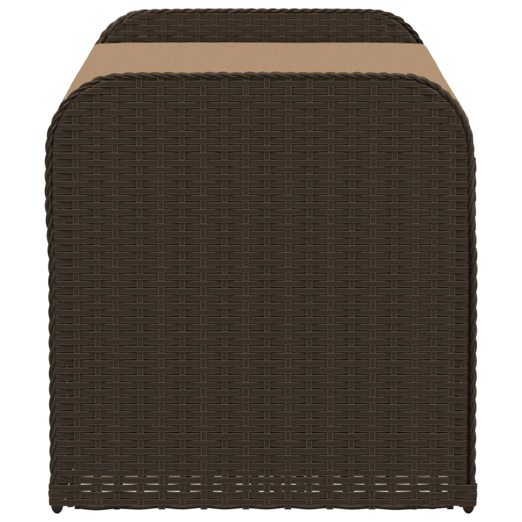 Opbergbankje Met Kussen Poly Rattan Bruin