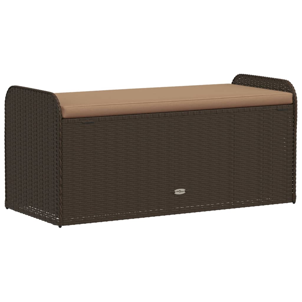 Opbergbankje Met Kussen Poly Rattan Bruin