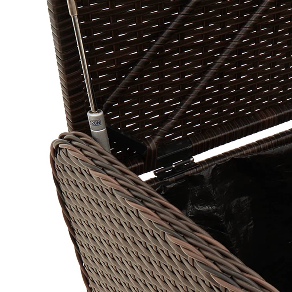 Opbergbankje Met Kussen Poly Rattan Bruin