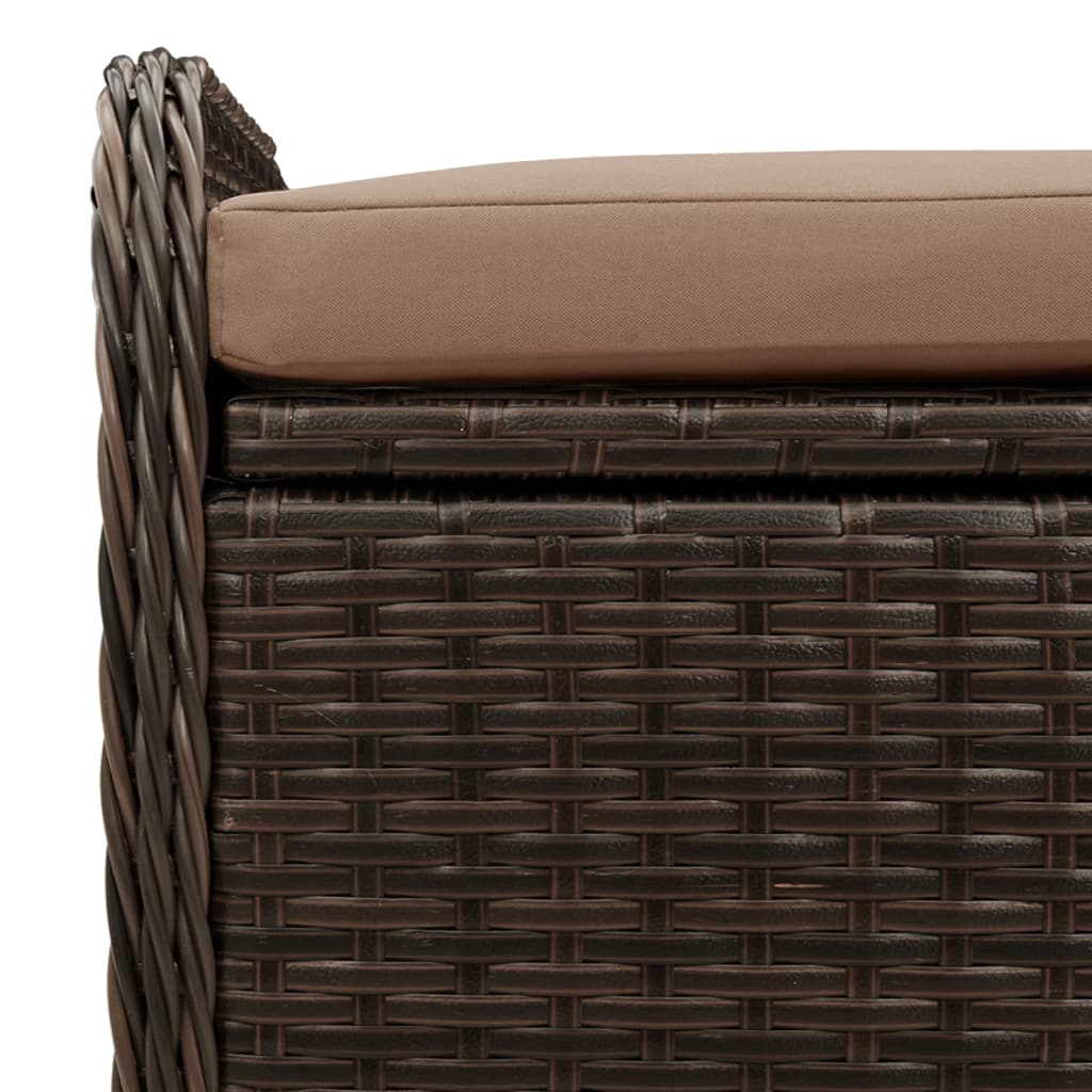 Opbergbankje Met Kussen Poly Rattan Bruin