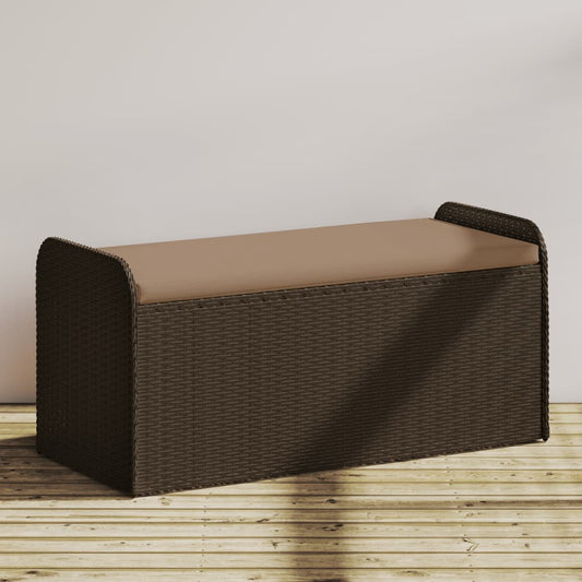 Opbergbankje Met Kussen Poly Rattan Bruin