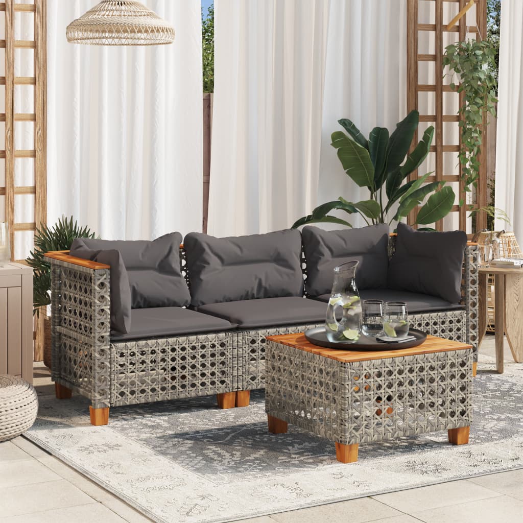 Tuinbank 3-Zits Met Kussens Poly Rattan