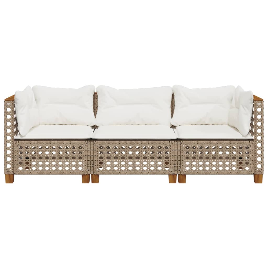 Tuinbank 3-Zits Met Kussens Poly Rattan