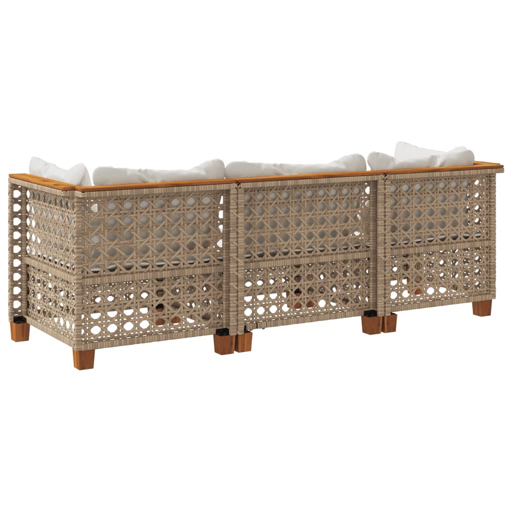 Tuinbank 3-Zits Met Kussens Poly Rattan