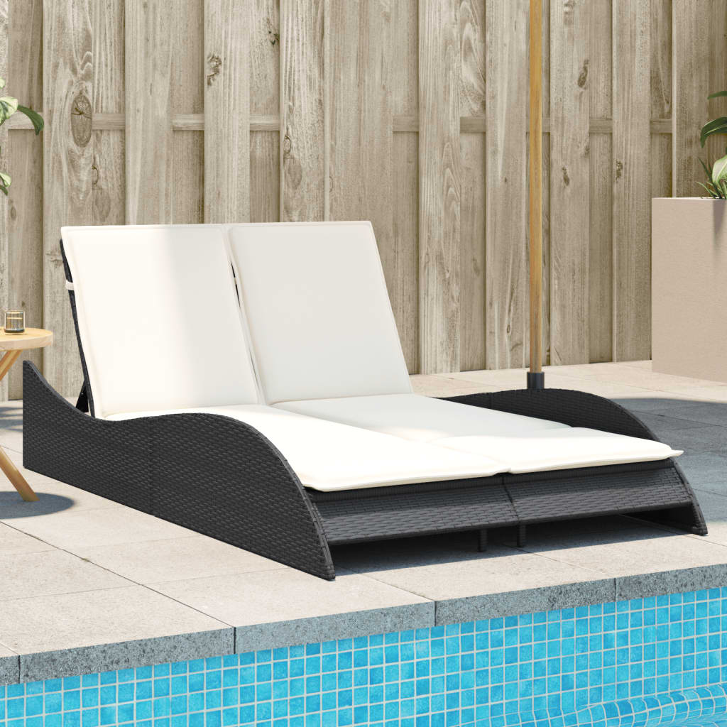 Ligbed Met Kussens Poly Rattan