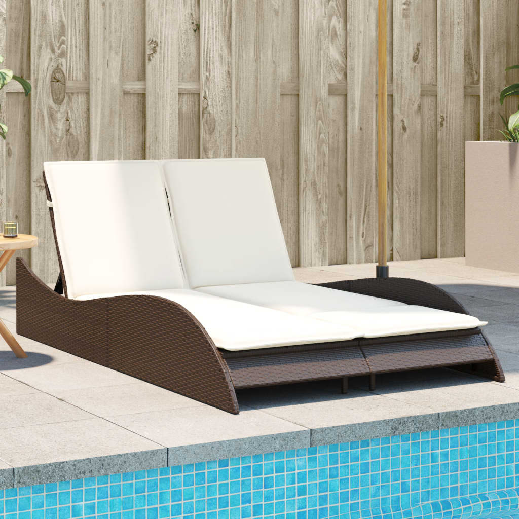 Ligbed Met Kussens Poly Rattan