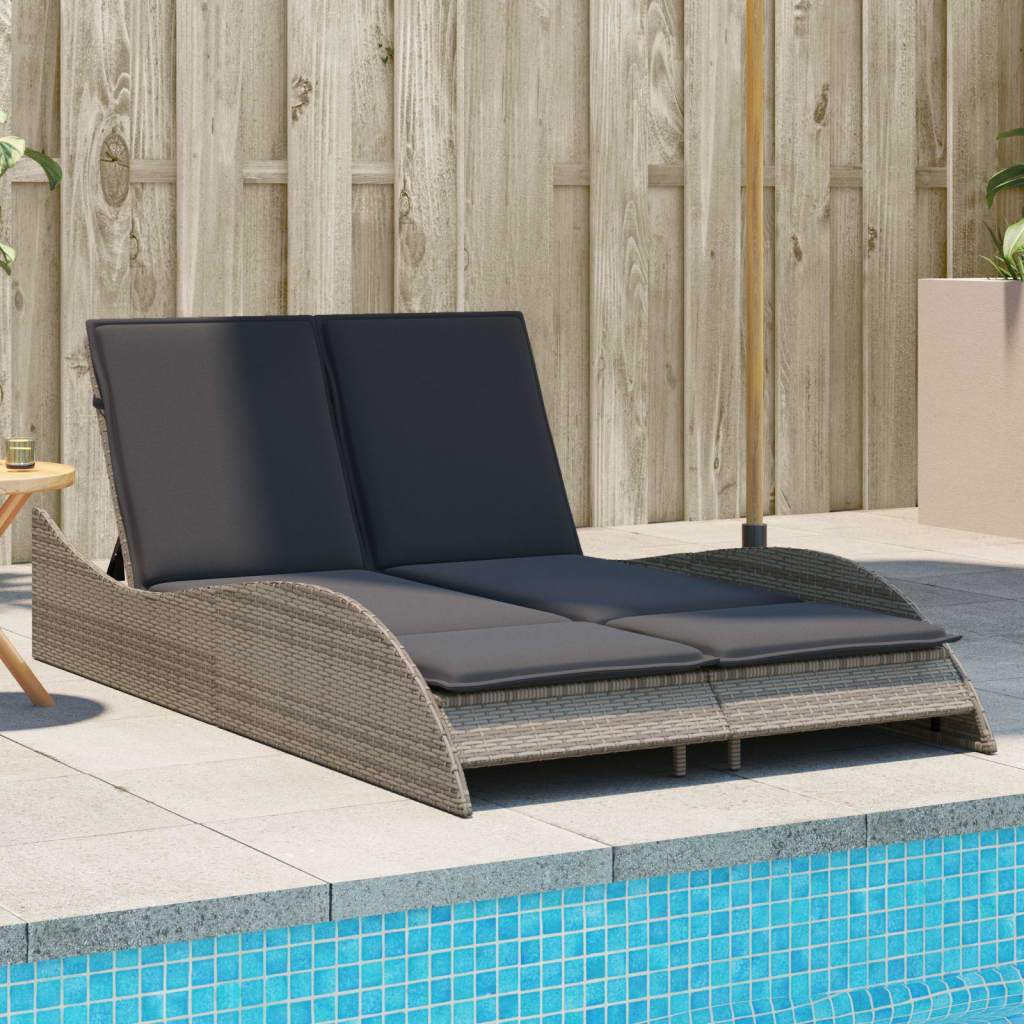 Ligbed Met Kussens Poly Rattan
