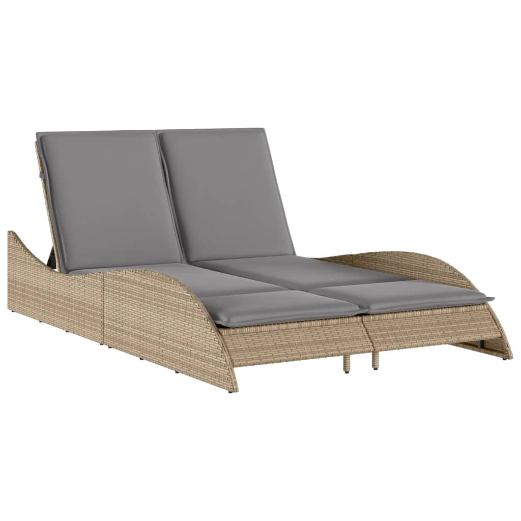 Ligbed Met Kussens Poly Rattan