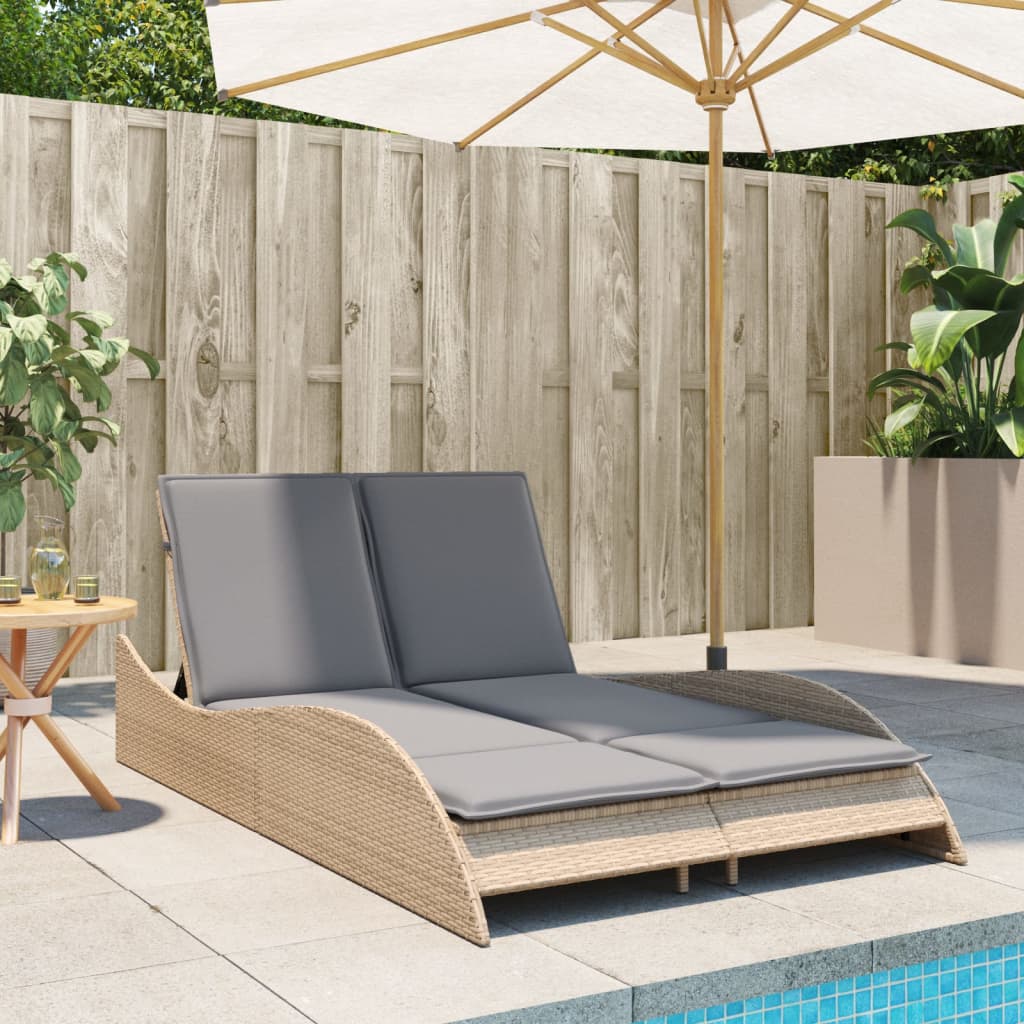 Ligbed Met Kussens Poly Rattan