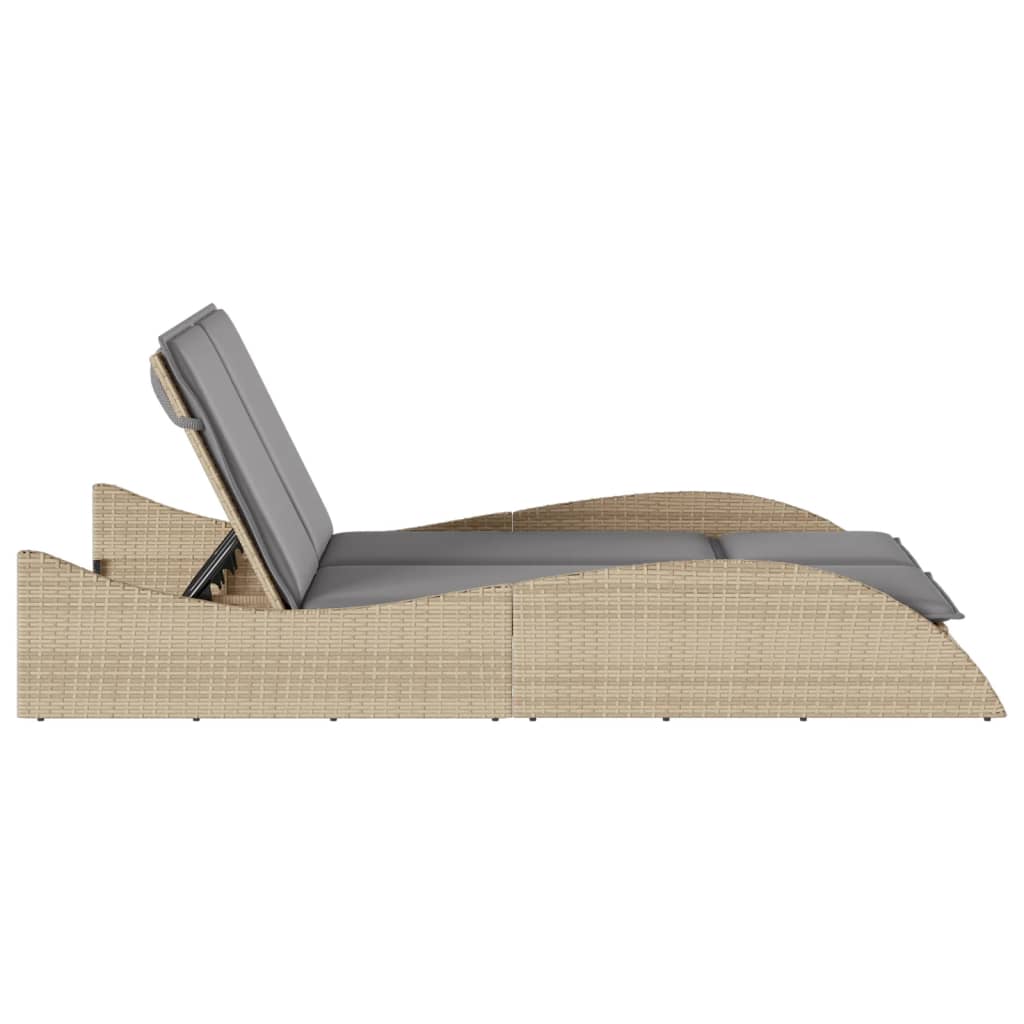 Ligbed Met Kussens Poly Rattan