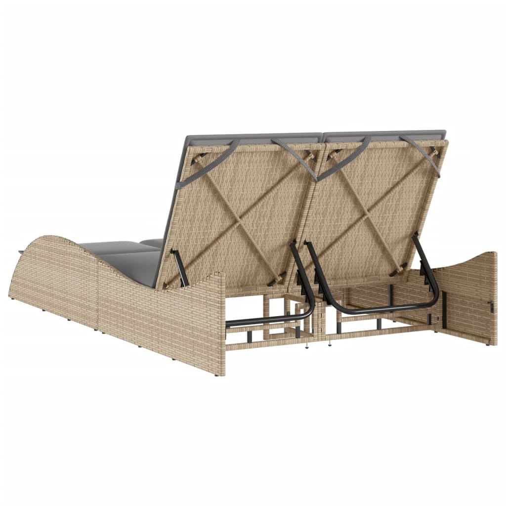Ligbed Met Kussens Poly Rattan
