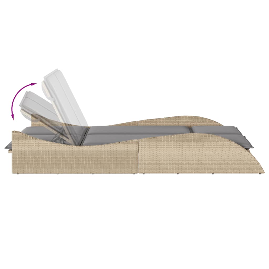Ligbed Met Kussens Poly Rattan