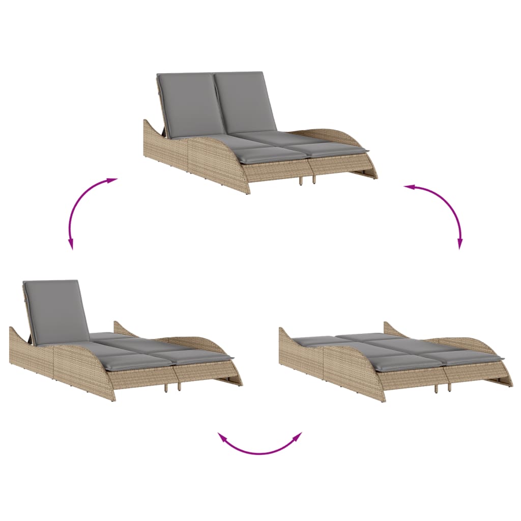 Ligbed Met Kussens Poly Rattan