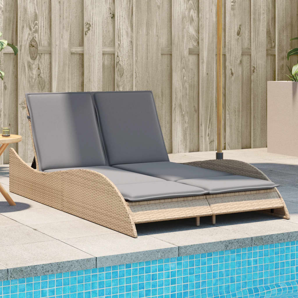 Ligbed Met Kussens Poly Rattan