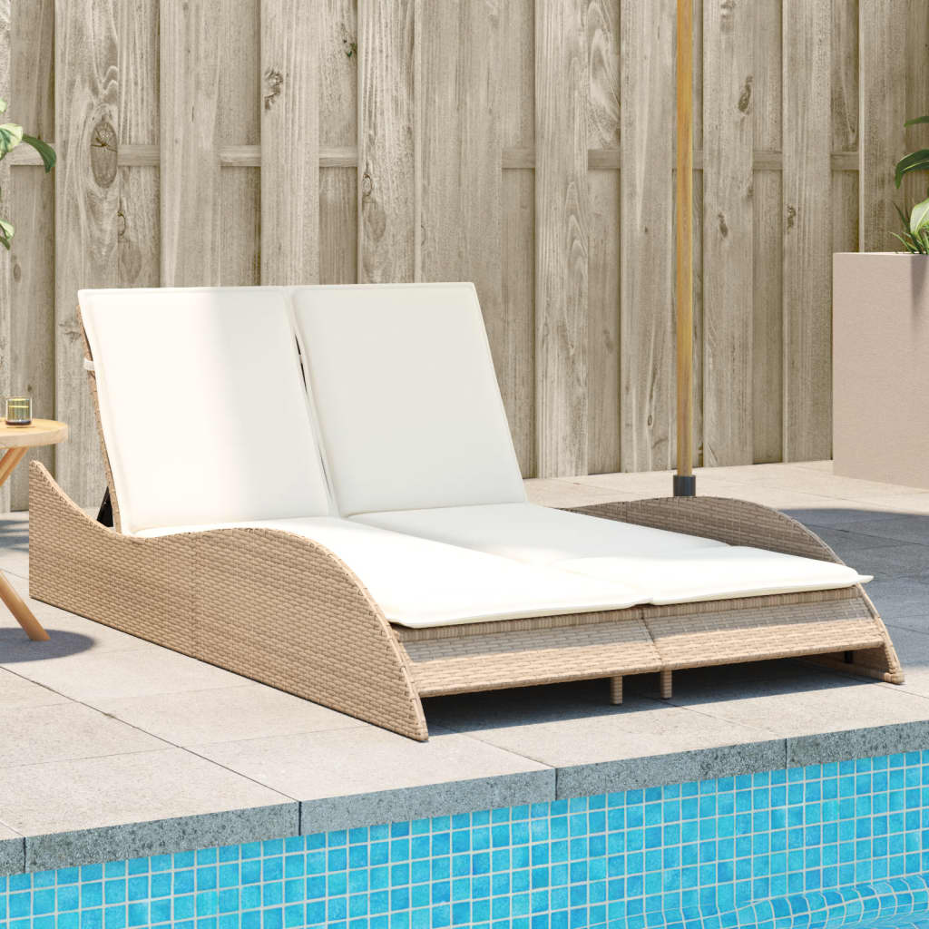 Ligbed Met Kussens Poly Rattan