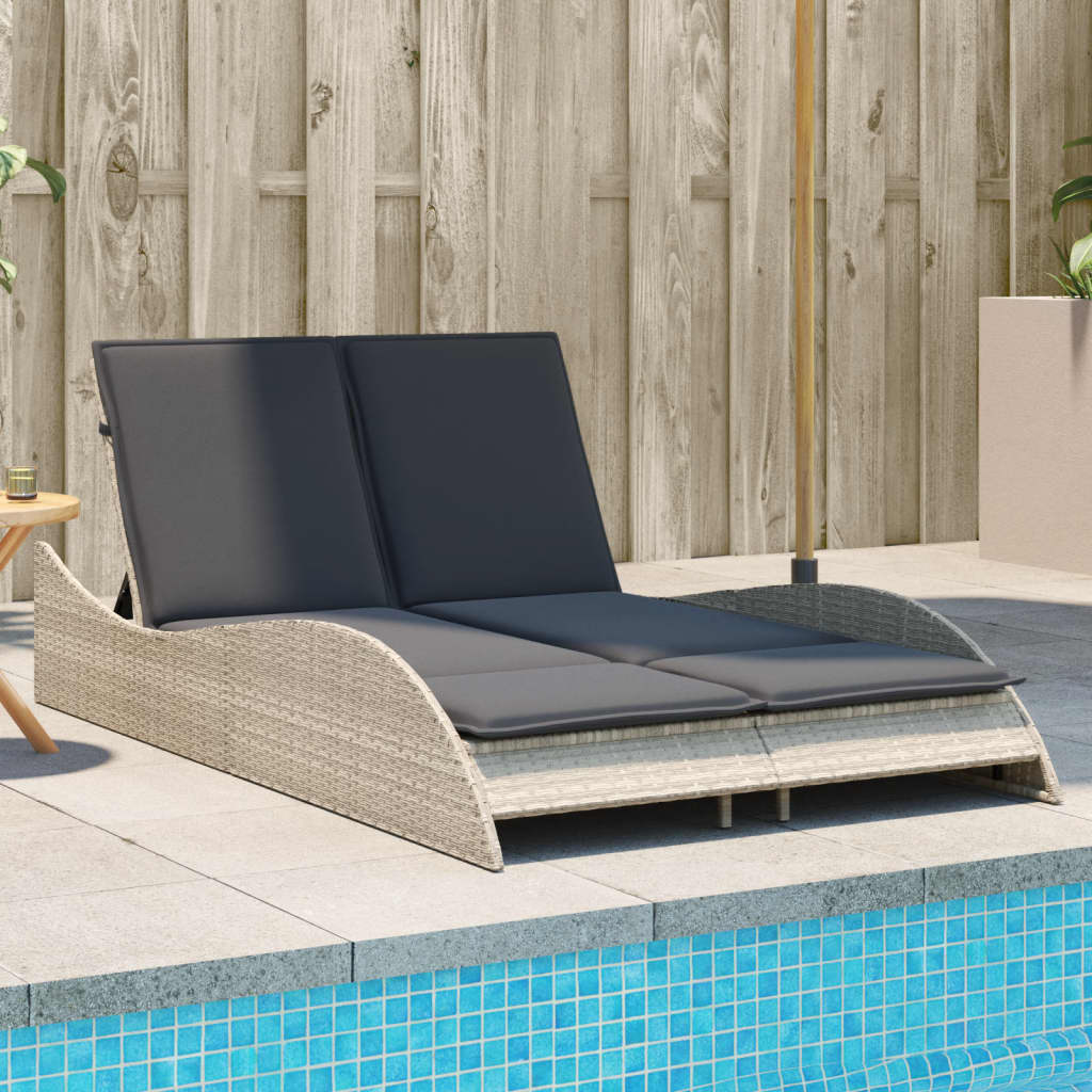 Ligbed Met Kussens Poly Rattan