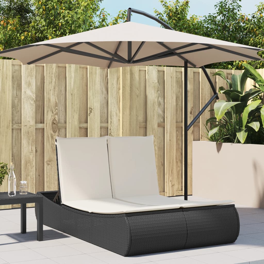 Ligbed 2-Persoons Met Kussens Poly Rattan