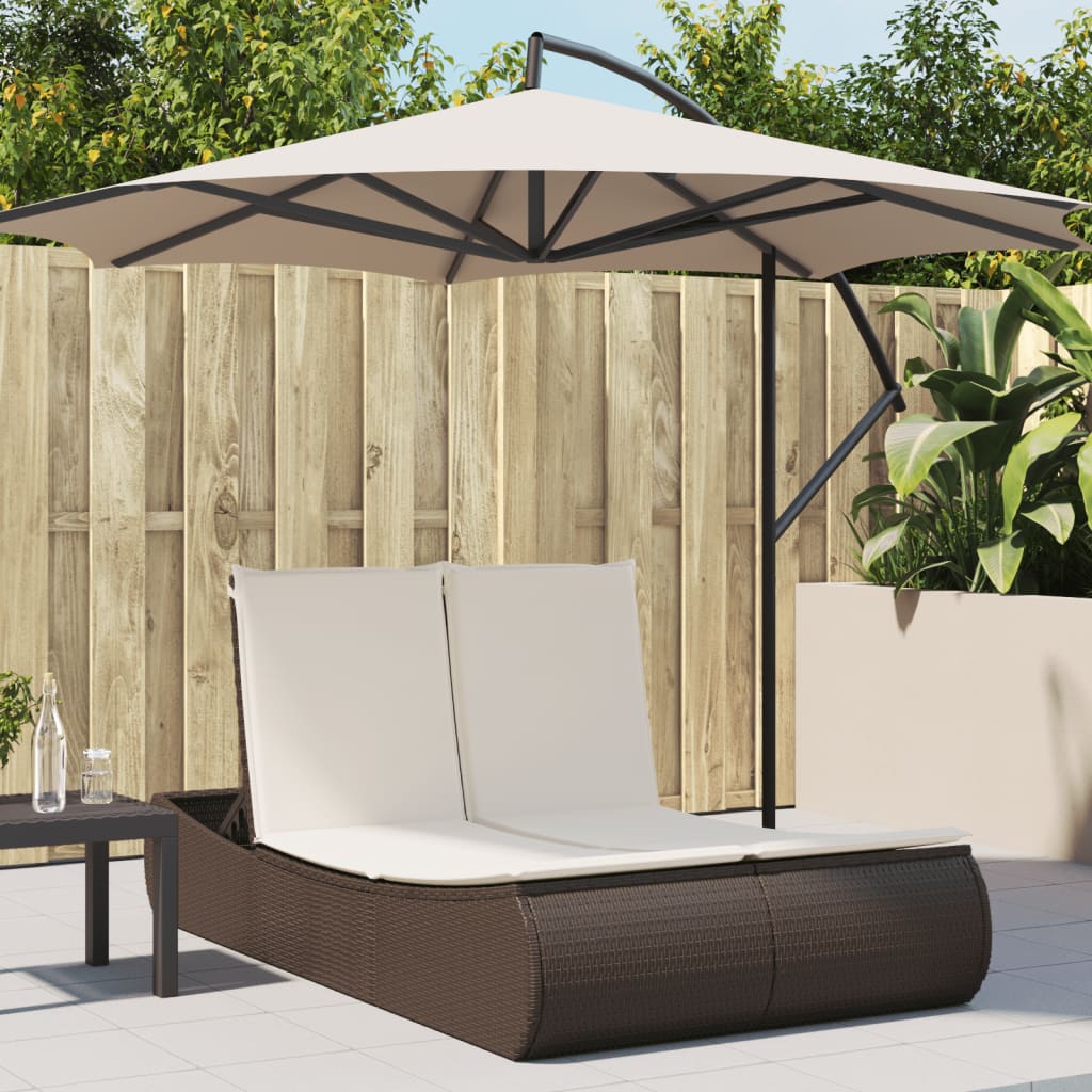 Ligbed 2-Persoons Met Kussens Poly Rattan