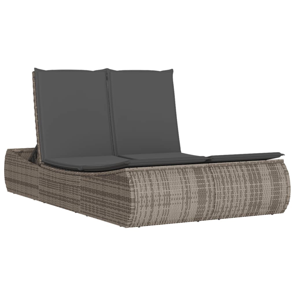 Ligbed 2-Persoons Met Kussens Poly Rattan