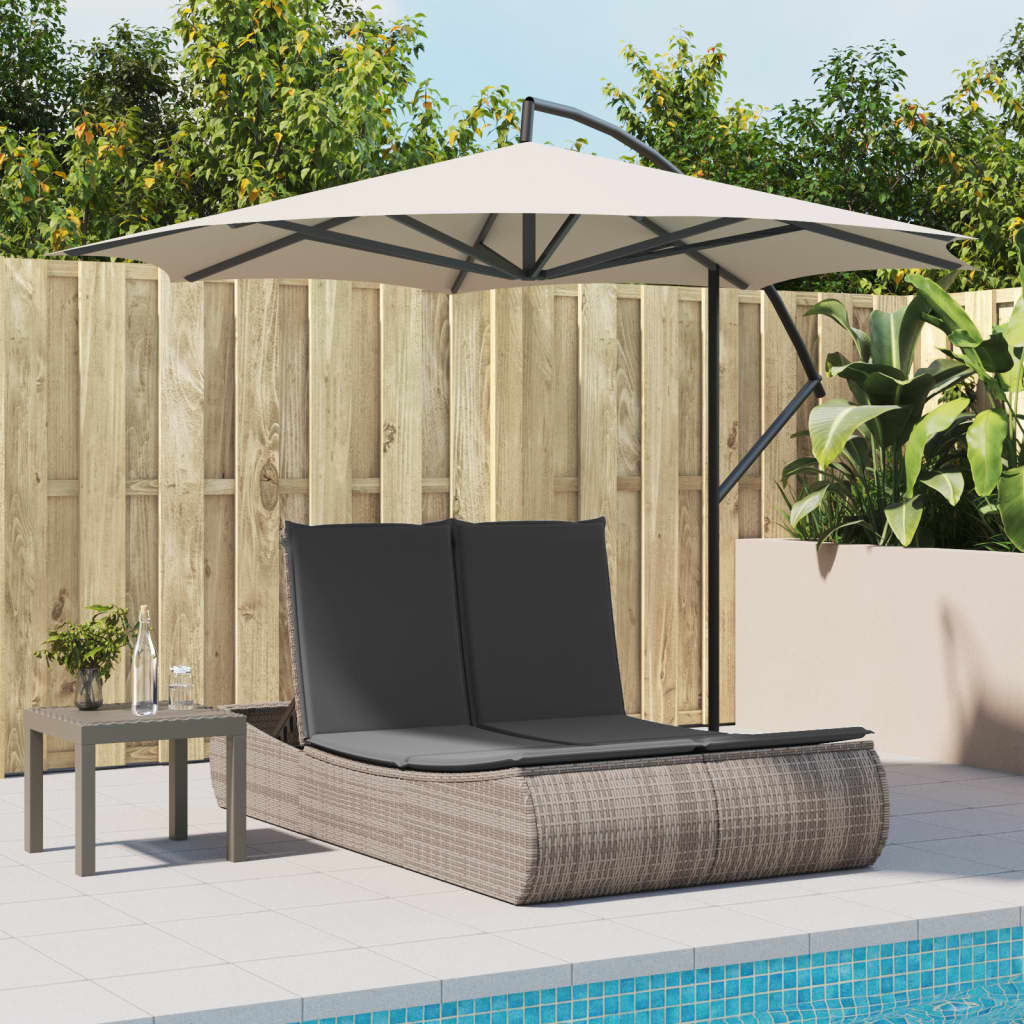 Ligbed 2-Persoons Met Kussens Poly Rattan