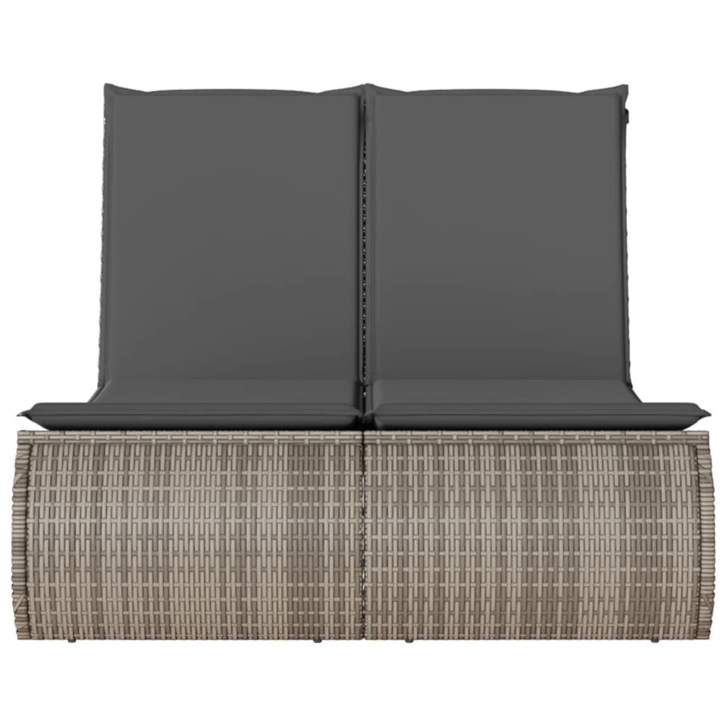 Ligbed 2-Persoons Met Kussens Poly Rattan